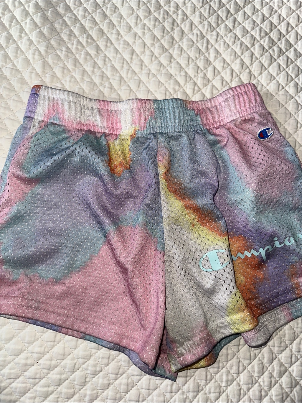 Champion Pastel Tie-Dye Mesh Shorts - Pink, Blue, Yellow